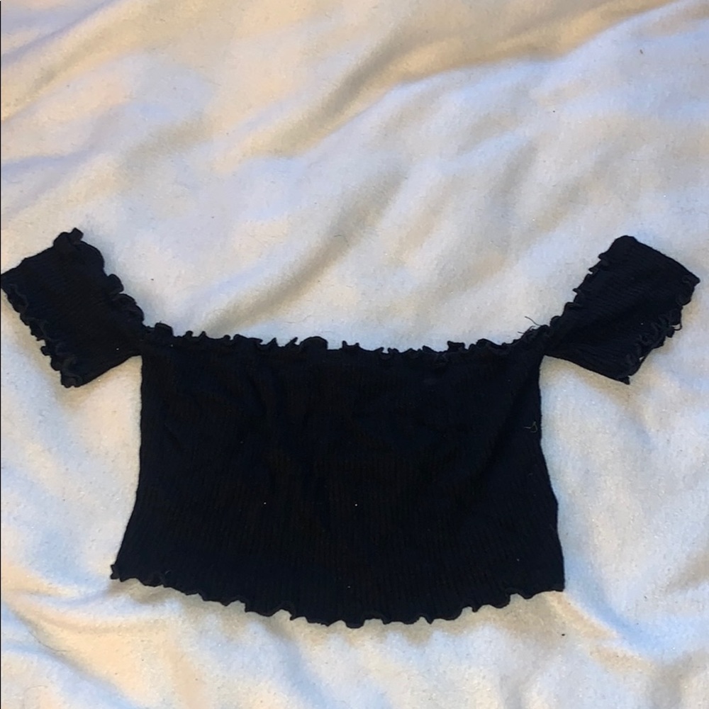 Small black frilly crop top
